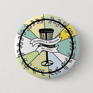 Disc Golf Personalised Couple Established Date 6 Cm Round Badge