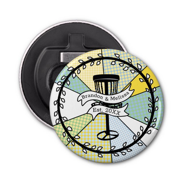 Disc Golf Personalised Couple Established Date   Bottle Opener (Front)