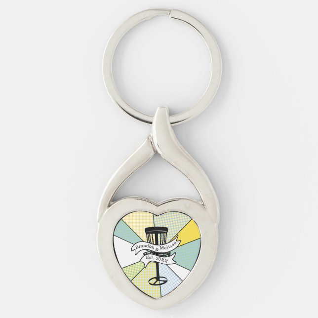 Disc Golf Personalised Couple Established Date     Key Ring (Front)