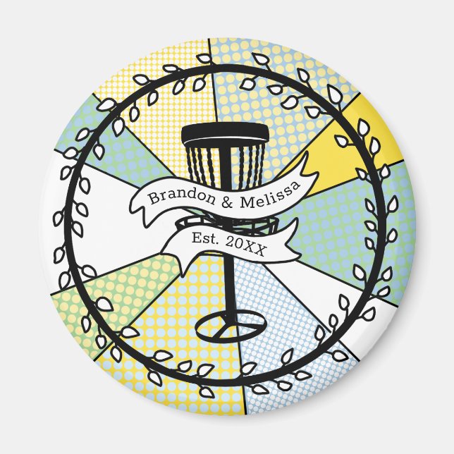 Disc Golf Personalised Couple Established Date  Magnet (Front)