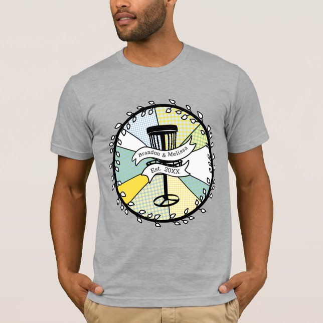 Disc Golf Personalised Couple Established Date    T-Shirt (Front)