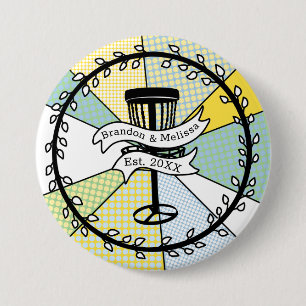 Disc Golf Personalized Couple Established Date   7.5 Cm Round Badge