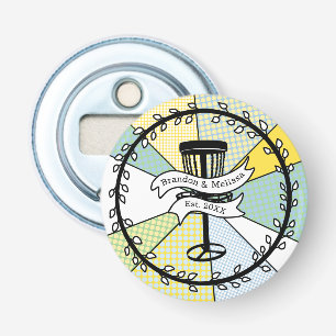 Disc Golf Personalized Couple Established Date   Bottle Opener