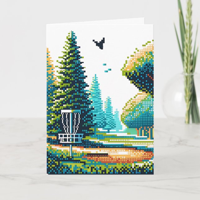 Disc Golf Pixel Art | Happy Birthday Card (Front)