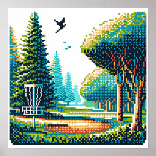 Disc Golf Pixel Art  Poster