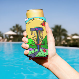Disc Golf Pixel Art Seltzer Can Cooler