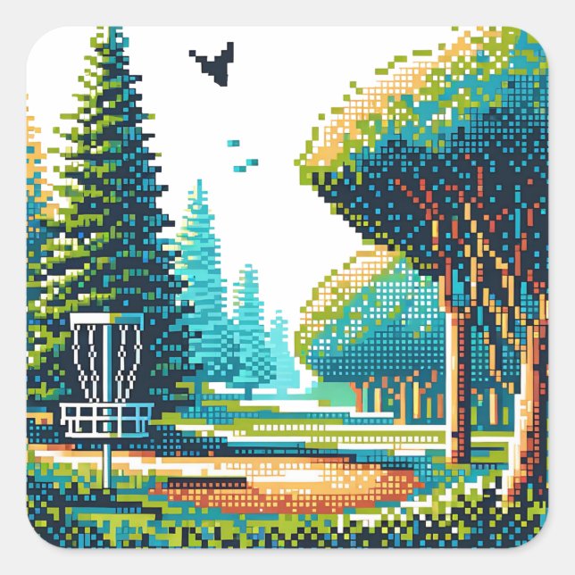 Disc Golf Pixel Art  Square Sticker (Front)