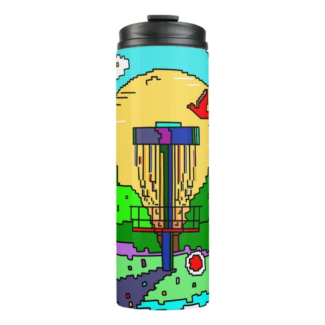 Disc Golf Pixel Art Thermal Tumbler (Front)