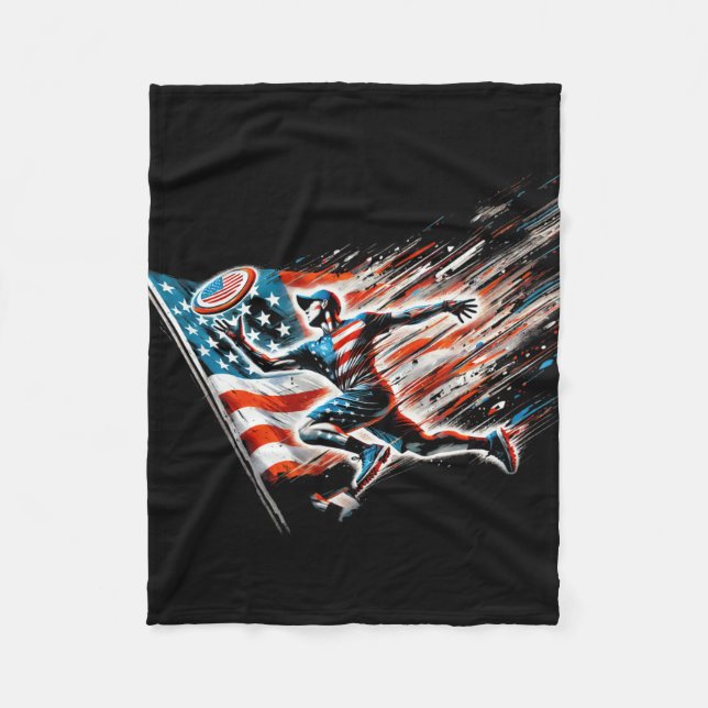 Disc Golf Player American Flag Disc Golf  Fleece Blanket (Front)