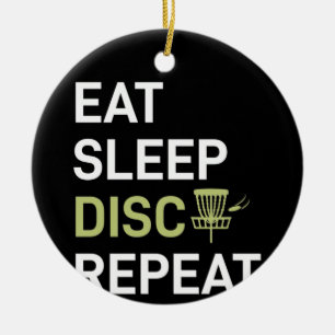 Disc Golf Player Eat Sleep Disc Golf Repeat Ceramic Tree Decoration