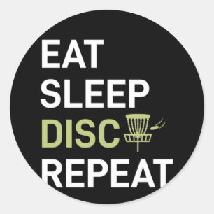 Disc Golf Player Eat Sleep Disc Golf Repeat Classic Round Sticker