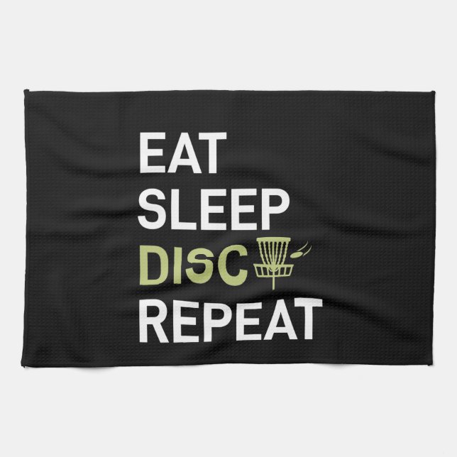Disc Golf Player | Eat Sleep Disc Golf Repeat Tea Towel (Horizontal)