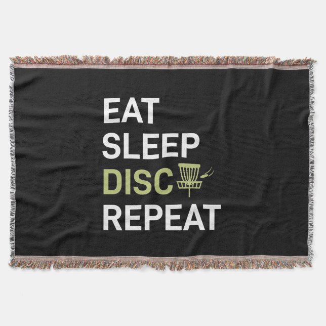 Disc Golf Player | Eat Sleep Disc Golf Repeat Throw Blanket (Front)