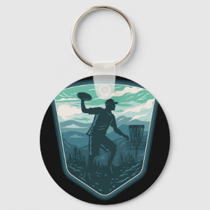 Disc Golf Player Frisbee Golfer Golfing Retro Vint Key Ring