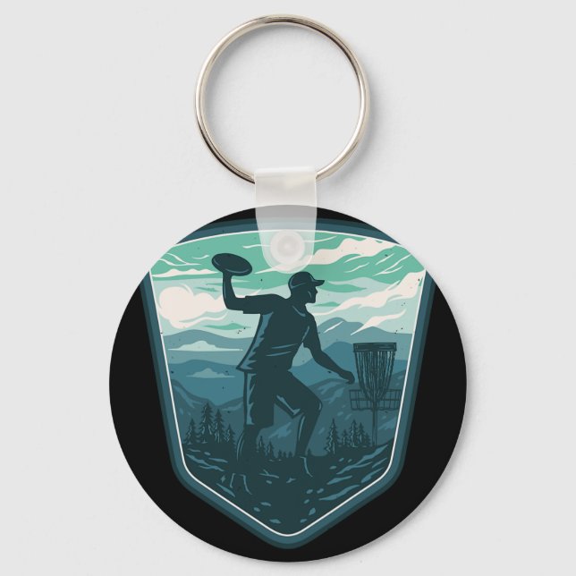 Disc Golf Player Frisbee Golfer Golfing Retro Vint Key Ring (Front)