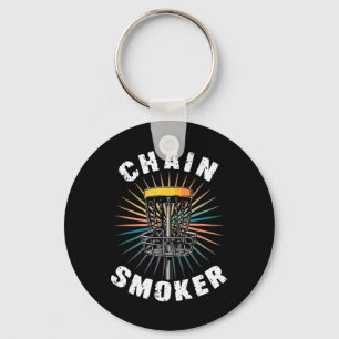 Disc Golf Player Golfing Golfer Chain Smoker Men W Key Ring