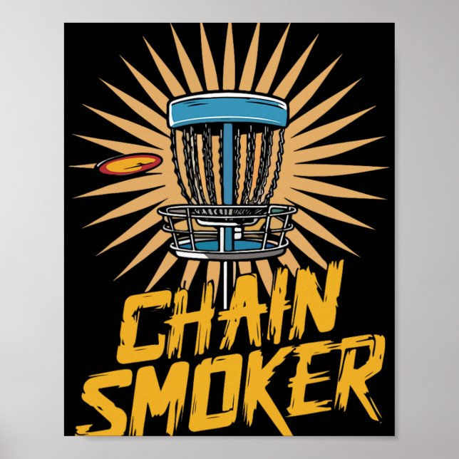 Disc Golf Player Golfing Golfer Chain Smoker Men W Poster (Front)