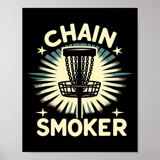 Disc Golf Player Golfing Golfer Chain Smoker Men W Poster (Front)