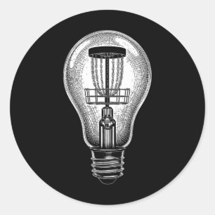Disc Golf Player Light Bulb Sket Good Idea Golfer  Classic Round Sticker