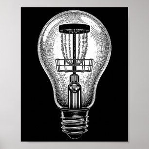 Disc Golf Player Light Bulb Sket Good Idea Golfer  Poster