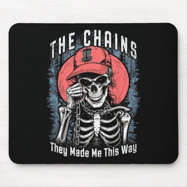 Disc Golf Player Skeleton Chains Made Me Halloween Mouse Pad (Front)