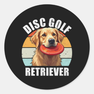 Disc Golf Retriever Funny Golden Retriever Dog Own Classic Round Sticker