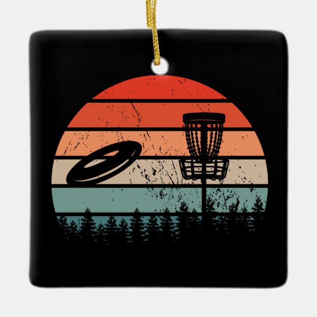 Disc Golf Retro Ceramic Ornament (Front)