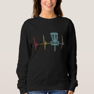 Disc golf retro heartbeat gift frisbee player par sweatshirt