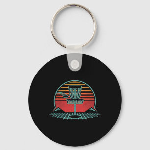 Disc Golf Retro Vintage 80s Style Key Ring