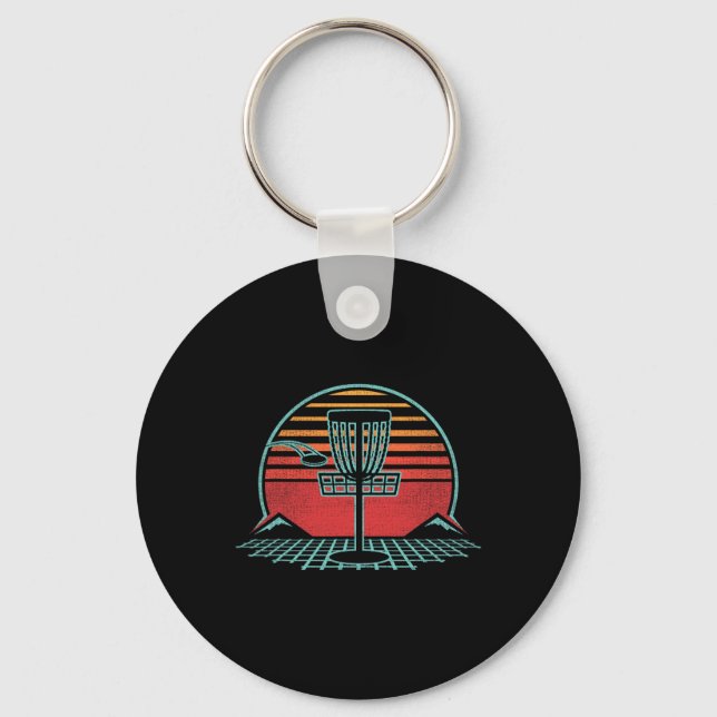 Disc Golf Retro Vintage 80s Style  Key Ring (Front)