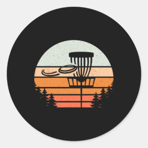 Disc Golf Retro Vintage Sunset Classic Round Sticker