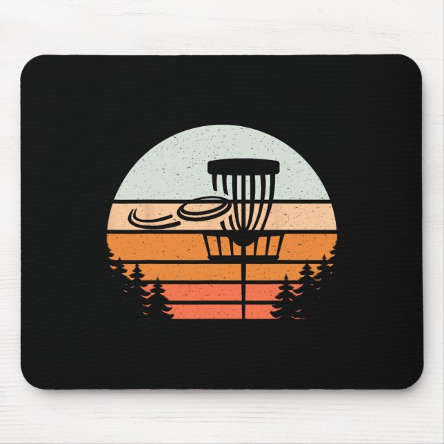 Disc Golf Retro Vintage Sunset  Mouse Pad (Front)
