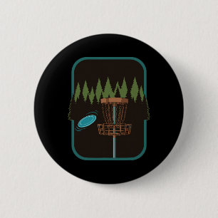 Disc Golf Scene Forest Sket Flying Disc Fun 6 Cm Round Badge