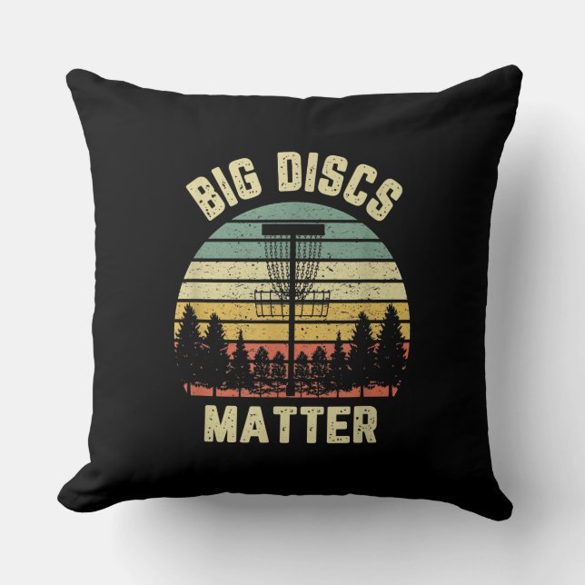 Disc Golf Shirt Funny Big Discs Matter Retro Disc Cushion (Front)