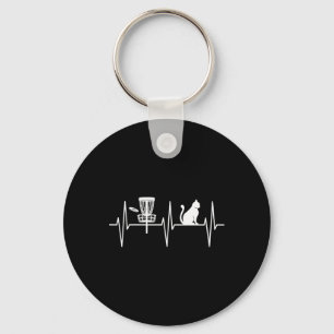 Disc Golf Shirt Funny Cat Lover Heartbeat Disc Gol Key Ring