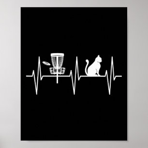 Disc Golf Shirt Funny Cat Lover Heartbeat Disc Gol Poster