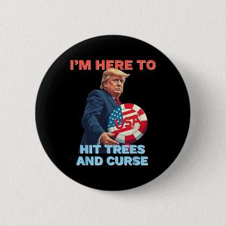 Disc Golf Shirt Funny Hit Trees And Curse Retro Di 6 Cm Round Badge