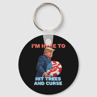 Disc Golf Shirt Funny Hit Trees And Curse Retro Di Key Ring