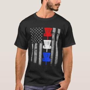 Disc Golf Shirt - Red White Blue Disc Golf Flag Te