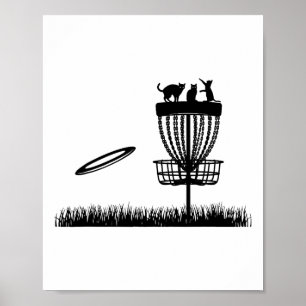 Disc Golf Sket With Cats - Disc Golfer Funny Disc Poster