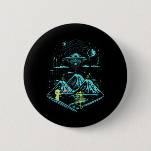 Disc Golf Space Alien Course  6 Cm Round Badge