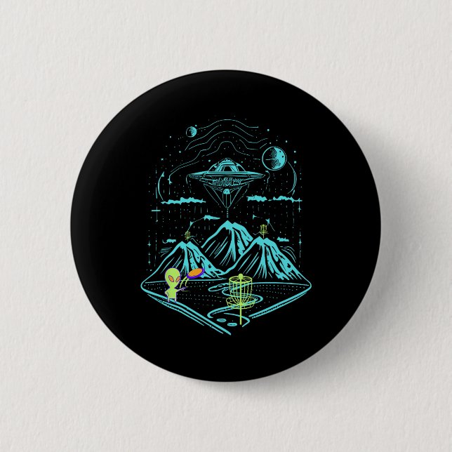 Disc Golf Space Alien Course  6 Cm Round Badge (Front)