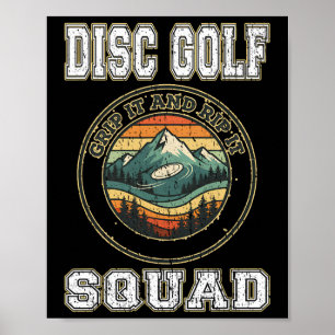 Disc Golf Squad Grip It And Rip Funny Retro Vintag Poster