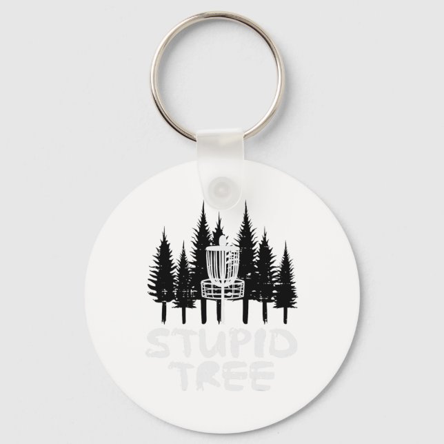 Disc Golf Stupid Tree Funny Frisbee Golfer Frolf M Key Ring (Front)
