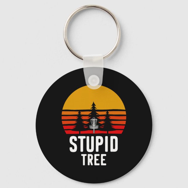 Disc Golf Stupid Tree Funny Frisbee Sport  Key Ring (Front)