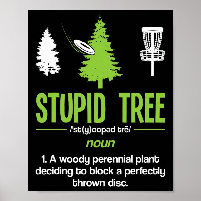 Disc Golf Stupid Tree Noun Dictionary Gift Midrang Poster (Front)
