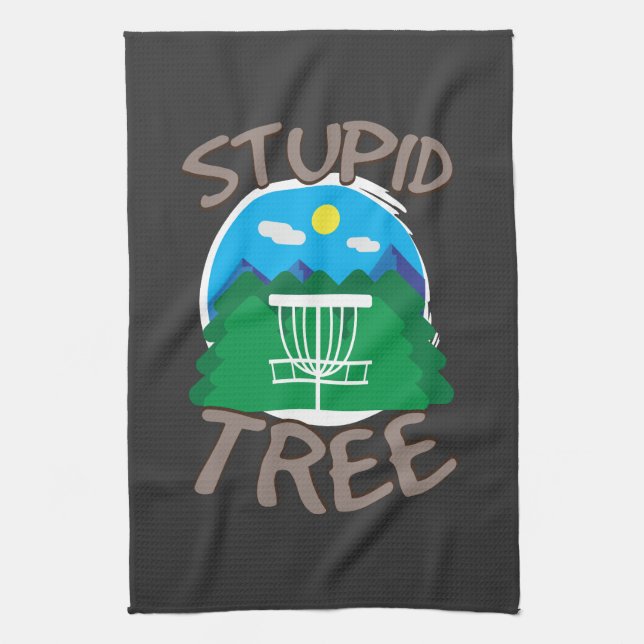 Disc Golf - Stupid Tree Tea Towel (Vertical)