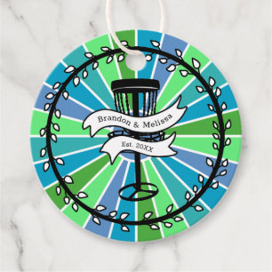 Disc Golf Themed Blue and Green Pop Art Favour Tags