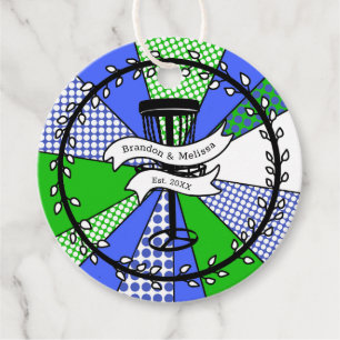 Disc Golf Themed Blue and Green Pop Art Favour Tags