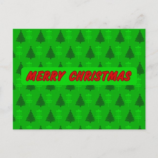 Disc golf tree and basket Christmas card (Front)